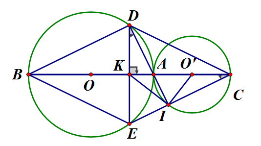 Cho hai đường tròn (O; R) và (O'; R') tiếp xúc ngoài tại A (R > R'). Vẽ các (ảnh 1)