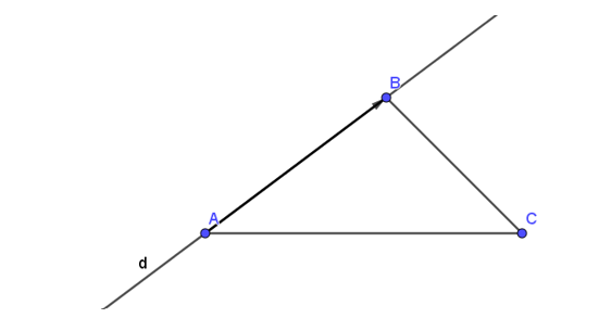 Cho tam giác ABC. Giá của vectơ AB là: (ảnh 1)