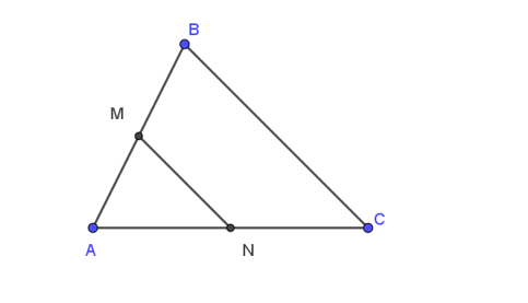 Cho tam giác ABC có M, N lần lượt là trung điểm của AB và AC. Vectơ nào (ảnh 1)