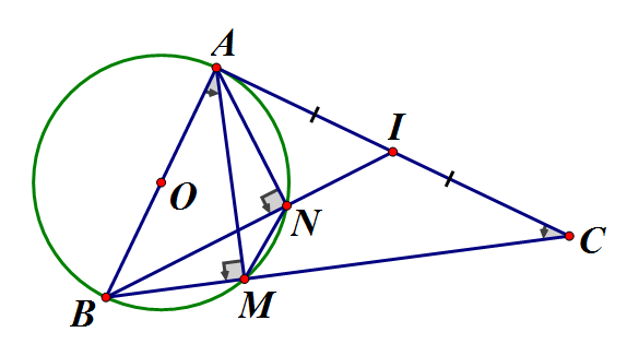 Cho tam giác ABC vuông tại A. Đường tròn (O) đường kính AB cắt BC tại M. (ảnh 1)