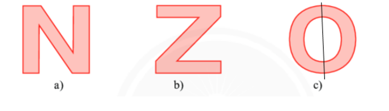 Cho hình sau, chọn câu đúng nhất:  A. Hình a) và c) có trục đối xứng  B. Hình c) (ảnh 2)