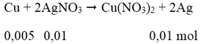 Ngâm một vật bằng đồng có khối lượng 10 gam trong 250 gam dung dịch AgNO3 4%. Khi lấy vật ra thì lượng AgNO3 trong dung dịch giảm 17%. Vậy khối lượng của vật sau phản ứng là: (ảnh 1)