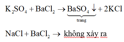 Phân biệt dung dịch NaCl và dung dịch K2SO4 đựng trong các bình riêng biệt, mất nhãn, người ta dùng (ảnh 1)