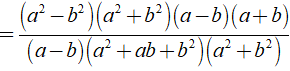 Thực hiện các phép tính sau?  a) a^4-b^4/a^3-b^3 : a^2 + b^2/a^2-b^2 (ảnh 4)