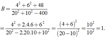 Tính giá trị của các biểu thức sau: a) A=(35^2 - 15^2)/(57^2-37^2) b) B=(4^2+6^2+48)/(20^2+10^2-400) (ảnh 3)