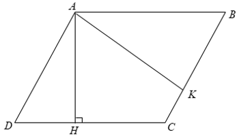 Hai cạnh của một hình bình hành có độ dài là 6cm và 8cm. Một trong các đường cao có độ dài là 5cm.  (ảnh 1)