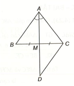 b) Giả sử AM là tia phân giác của góc BAC. Chứng minh rằng tam giác ABC cân tại A. (ảnh 1)
