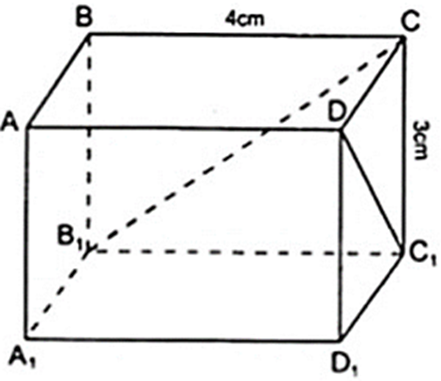 Các kích thước của hình hộp chữ nhật ABCD.A1B1C1D1 là DC = 5 cm; CB = 4cm; BB1 = 3 cm. Tính các độ dài DC1, CB1 ? (ảnh 1)