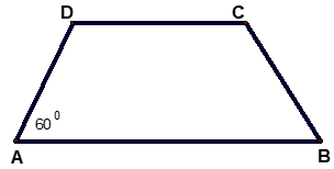 Cho hình thang cân ABCD (như hình vẽ) có góc BAD= 60 độ. Số đo của góc BCD = ? A. 50 độ B. 60 độ (ảnh 1)