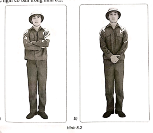 Quan sát và chỉ ra những điểm chưa đúng của chiến sĩ khi thực hiện động tác nghỉ cơ bản trong hình 8.2. (ảnh 1)