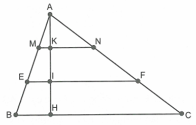 Cho tam giác ABC có BC = 15cm. Trên đường cao AH lấy các điểm I, K sao cho AK = KI (ảnh 1)