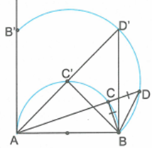 Cho nửa đường tròn đường kính AB cố định. C là một điểm trên nửa đường tròn, trên dây AC kéo dài lấy điểm D  (ảnh 1)