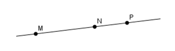 Cho ba điểm M; N; P thẳng hàng với P nằm giữa M và N. Chọn hình vẽ đúng. (ảnh 2)