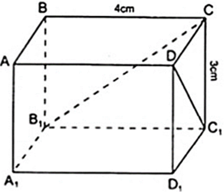 Các kích thước của hình hộp chữ nhật ABCD.A1B1C1D1 là DC = 5 cm; CB = 4cm; BB1 = 3 cm. Tính các độ dài DC1, CB1 ? (ảnh 1)