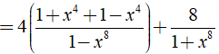 Rút gọn biểu thức A= 1/1-x + 1/1+x + 2/ 1+x^2 + 4/1+x^4 + 8/1+x^8 (ảnh 7)