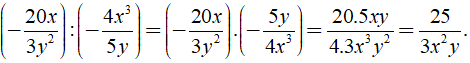 Kết quả của phép chia (-20x/3y^2):(-4x^3/5y) (ảnh 2)