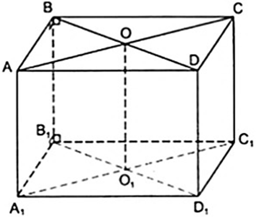 Cho hình hộp chữ nhật ABCD.A1B1C1D1 có ABCD là hình vuông. Gọi O là giao điểm của AC và BD, O1 là giao điểm của A1C1 và B1D1. Chứng minh rằng: a) BDD1B1 là hình chữ nhật. b) OO1 ⊥ ( ABCD ) (ảnh 1)