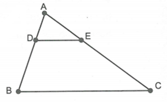 Cho DE // BC, D là một điểm trên cạnh AB, E là một điểm trên cạnh AC sao cho  (ảnh 1)