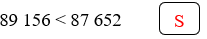Đúng ghi Đ, sai ghi S vào ô trống: 89156 < 87652 (ảnh 2)