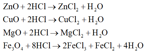 Cho 9,4 gam hỗn hợp X gồm ZnO, CuO, MgO, Fe3O4 tác dụng vừa đủ với 150 ml dung dịch HCl 2M thu được dung dịch Y. Cô cạn dung dịch Y thì khối lượng muối khan thu được là: (ảnh 1)