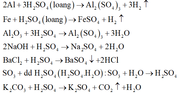 Cho các chất sau: Al, Cu, Fe, Al2O3, NaOH, BaCl2, SO3, N2O, K2CO3. Số chất tác dụng với dung dịch axit sunfuric loãng là: (ảnh 1)