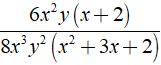 Rút gọn biểu thức 6x^2y (x+ 2) / 8x^3y^2 (x^2 + 3x +2) (ảnh 2)