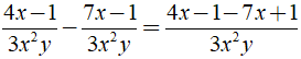 Rút gọn biểu thức 4x-1/3x^2y - 7x-1/3x^2y được kết quả là ? (ảnh 2)