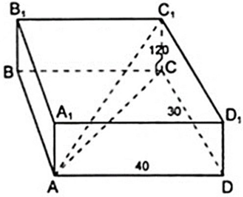 Các kích thức của hình hộp chữ nhật như trên hình vẽ. Tính độ dài của đoạn AC1 ? (ảnh 1)