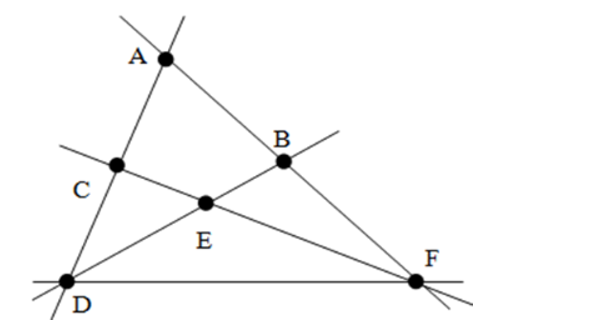Cho hình vẽ sau. Chọn câu sai.  A. Ba điểm D; E; B thẳng hàng  B. Ba điểm C; E; A (ảnh 1)