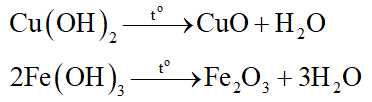 Cho các chất rắn sau: NaOH, Ba(OH)2, Cu(OH)2, Fe(OH)3, CaCO3, Na2CO3, NaNO3, KClO3, NaHCO3. Số chất bị phân hủy khi đun nóng ở nhiệt độ cao là: (ảnh 1)