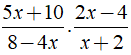 Rút gọn biểu thức 5x+10/8-4x . 2x-4/x+2 được kết quả là ? (ảnh 1)