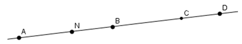 Cho hình vẽ sau:  Kể tên các điểm nằm giữa A và D. (ảnh 1)