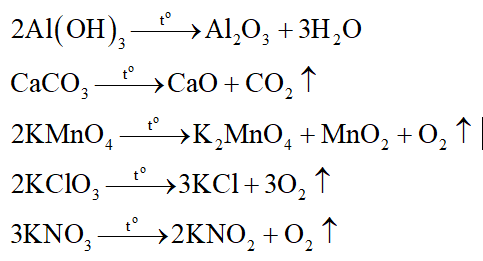 Cho các chất rắn sau: NaOH, Al(OH)3, NaCl, Na2CO3, CaCO3, KMnO4, KClO3, KNO3. Số chất bị nhiệt phân khi đun nóng là: (ảnh 1)
