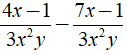 Rút gọn biểu thức 4x-1/3x^2y - 7x-1/3x^2y được kết quả là ? (ảnh 1)