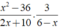Rút gọn biểu thức x^2-36/2x + 10. 3/6-x được kết quả là ? (ảnh 1)