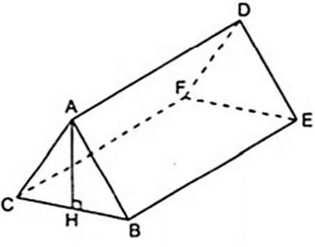 Một trại hè có dạng hình lăng trụ đứng đáy tam giác, thể tích hình không gian bên trong là 2,16( cm3 ). Biết chiều dài lều AD = 2,4( cm ), chiều rộng của lều là 1,2cm. Tính chiều cao AH của lều? (ảnh 1)