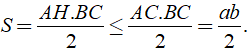 Chứng minh rằng S bé hơn bằng a^2 + b^2/ 4 với S là diện tích của tam giác có độ dài hai cạnh là a,b ? (ảnh 3)