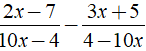 Rút gọn biểu thức 2x-7/10x-4 - 3x+5/4-10x được kết quả ? (ảnh 1)