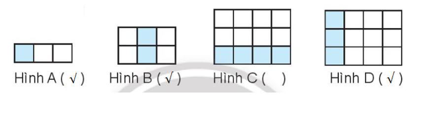 đã tô màu 1/3  số ô vuông của những hình nào? (ảnh 2)