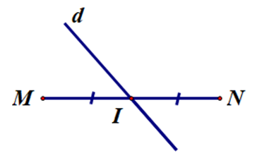 Đường thẳng d trong hình vẽ nào sau đây là đường trung trực của đoạn  (ảnh 4)