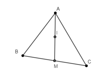 Cho tam giác ABC, có trung tuyến AM, I là trung điểm của AM. Tính 2 vecto OA+ OB+OC=? (ảnh 1)