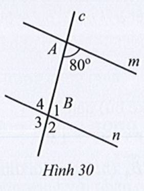Tìm số đo mỗi góc B1, B2, B3, B4 trong Hình 30, biết m // n. (ảnh 1)