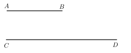 b) Vẽ hai đoạn thẳng AB và CD sao cho CD = 2AB và CD song song AB. (ảnh 1)