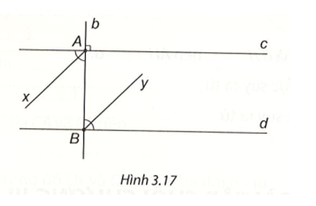 Kẻ các tia phân giác Ax, By của một cặp góc so le trong tạo bởi đường thẳng b (ảnh 2)