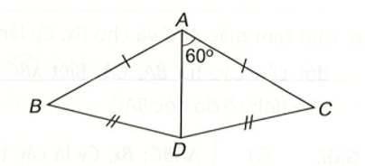 Cho các điểm A, B, C, D như hình vẽ. Biết rằng góc DAC= 60 độ  hãy tính  góc DAB (ảnh 1)