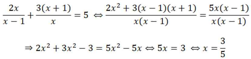 Giải phương trình và bất phương trình sau : 2x/x-1+3(x+1)/x=5 (ảnh 1)