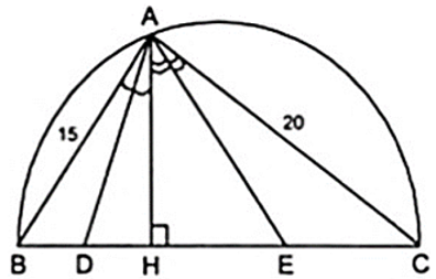 Cho tam giác ABC vuông tại A, đường cao AH có AB = 15cm;AC = 20cm. Tia phân giác (ảnh 1)