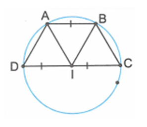 Cho hình thang ABCD ( AB // CD, AB < CD ) có C = D = 60, CD = 2AB. Chứng minh bốn điểm A, B, C, D cùng thuộc một đường tròn. (ảnh 1)