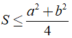 Chứng minh rằng S bé hơn bằng a^2 + b^2/ 4 với S là diện tích của tam giác có độ dài hai cạnh là a,b ? (ảnh 1)