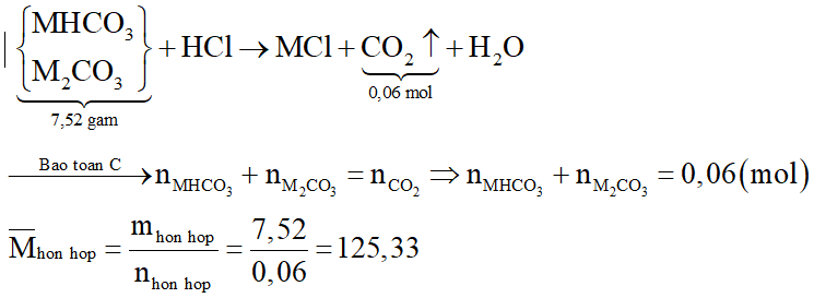 Hòa tan hết 7,52 gam hỗn hợp M2CO3 và MHCO3 vào dung dịch HCl dư, toàn bộ khí CO2 thoát ra được hấp thụ hết bởi lượng tối thiểu dung dịch có chứa 0,06 mol KOH. Bỏ qua sự hòa tan của CO2 trong nước. Phần trăm khối lượng M2CO3 trong hỗn hợp đầu là: (ảnh 2)
